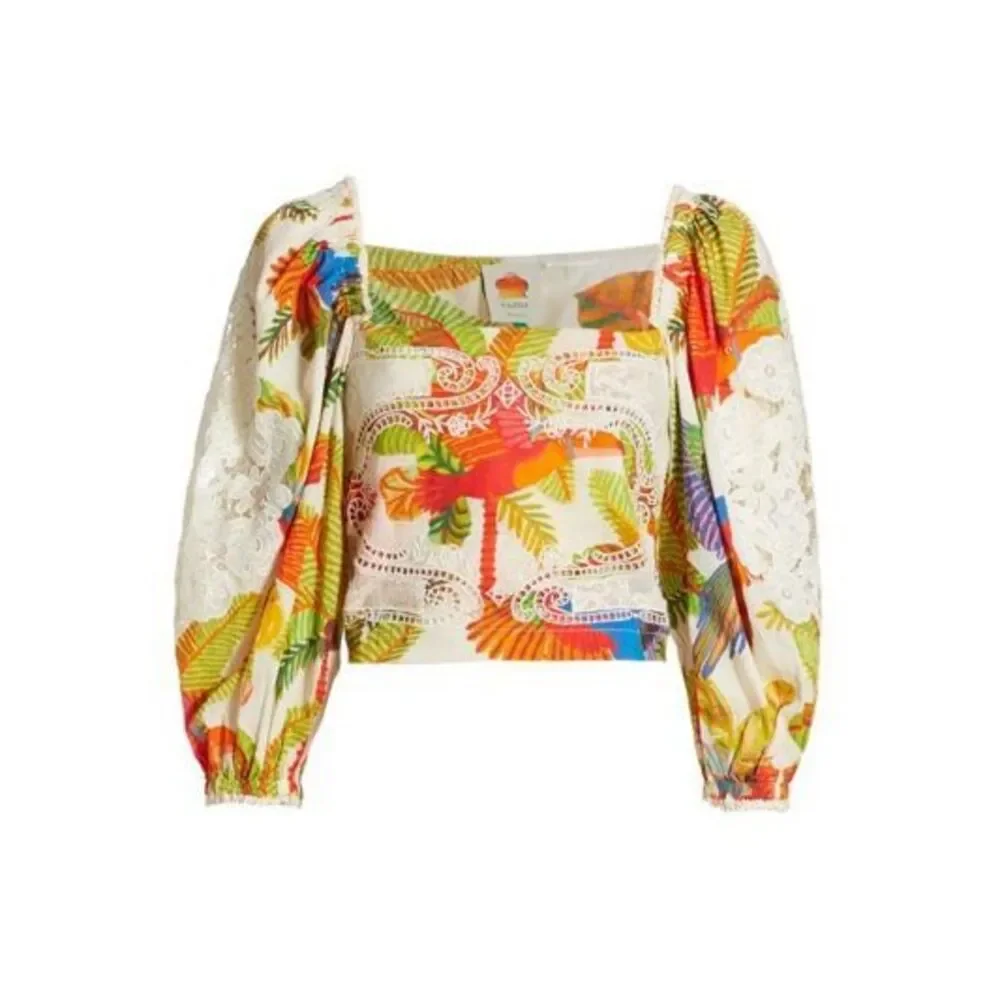 NWT Anthropologie x Farm Rio Forest Birds Embroidered Blouse Size L